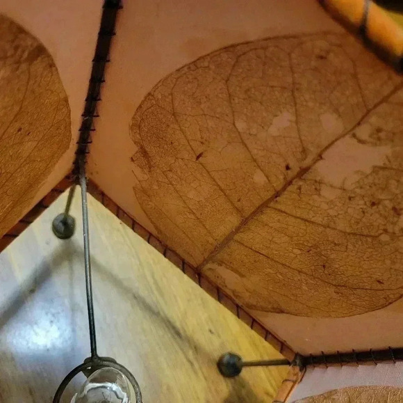 Art Deco Hand Made Accent Lamp  Fabric & Leaves Original - Picture 10 of 10